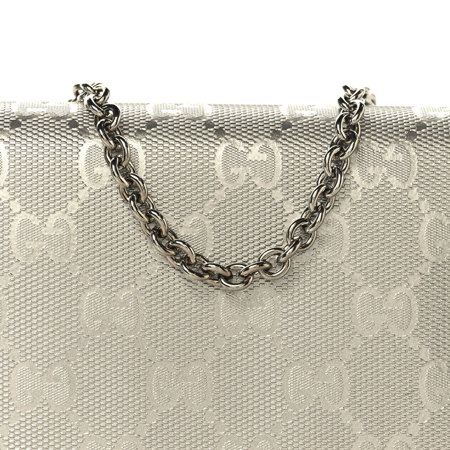 Imprime Monogram GG Pierce Chain Clutch Wallet Silver