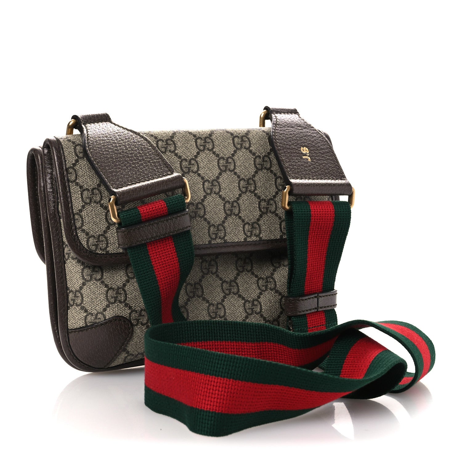 Gucci GG Supreme Monogram Web Small Neo Vintage Double Flap Messenger Bag Beige New Acero 3 of 11