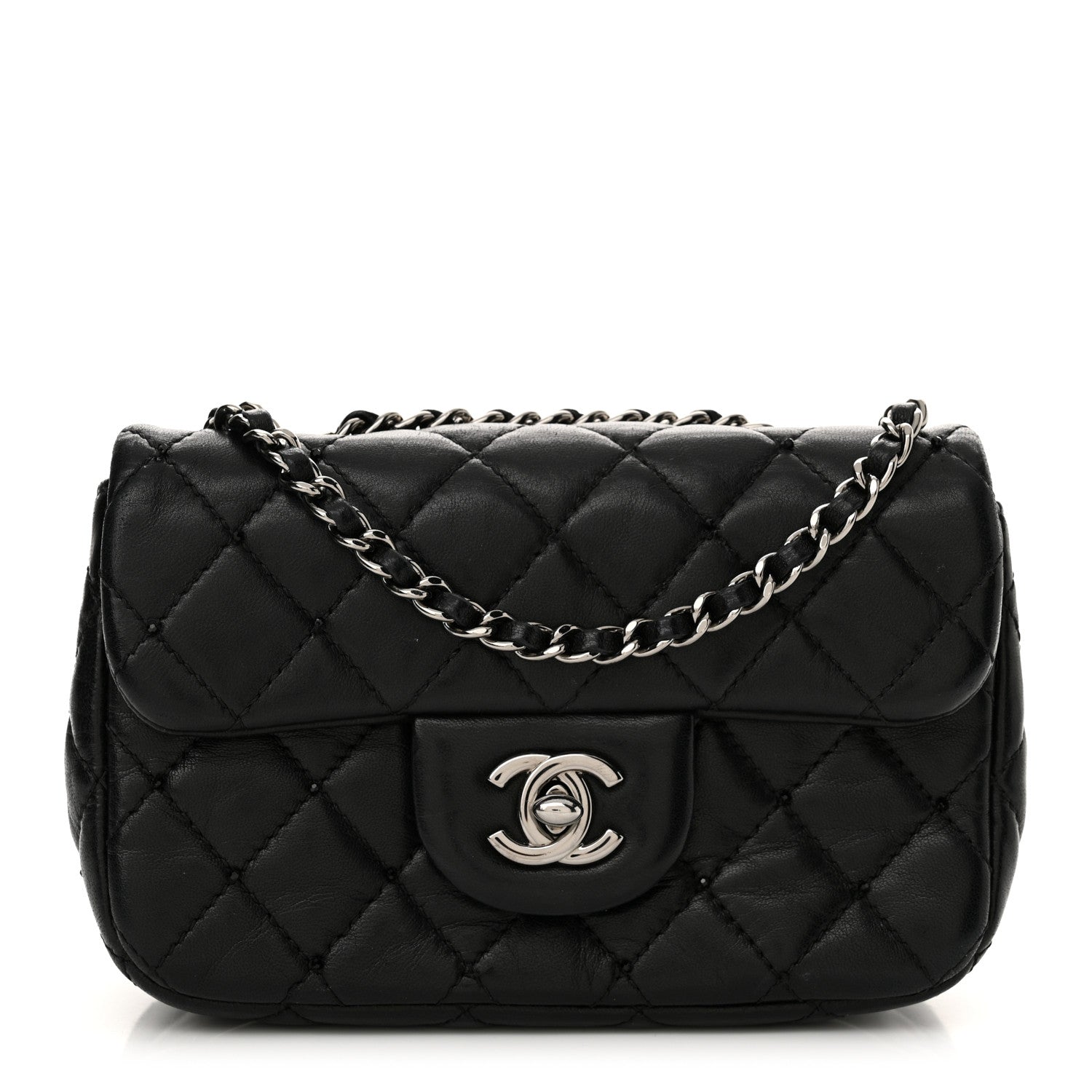 Chanel Lambskin Quilted Beaded Extra Mini Rectangular Flap Black 1 of 12