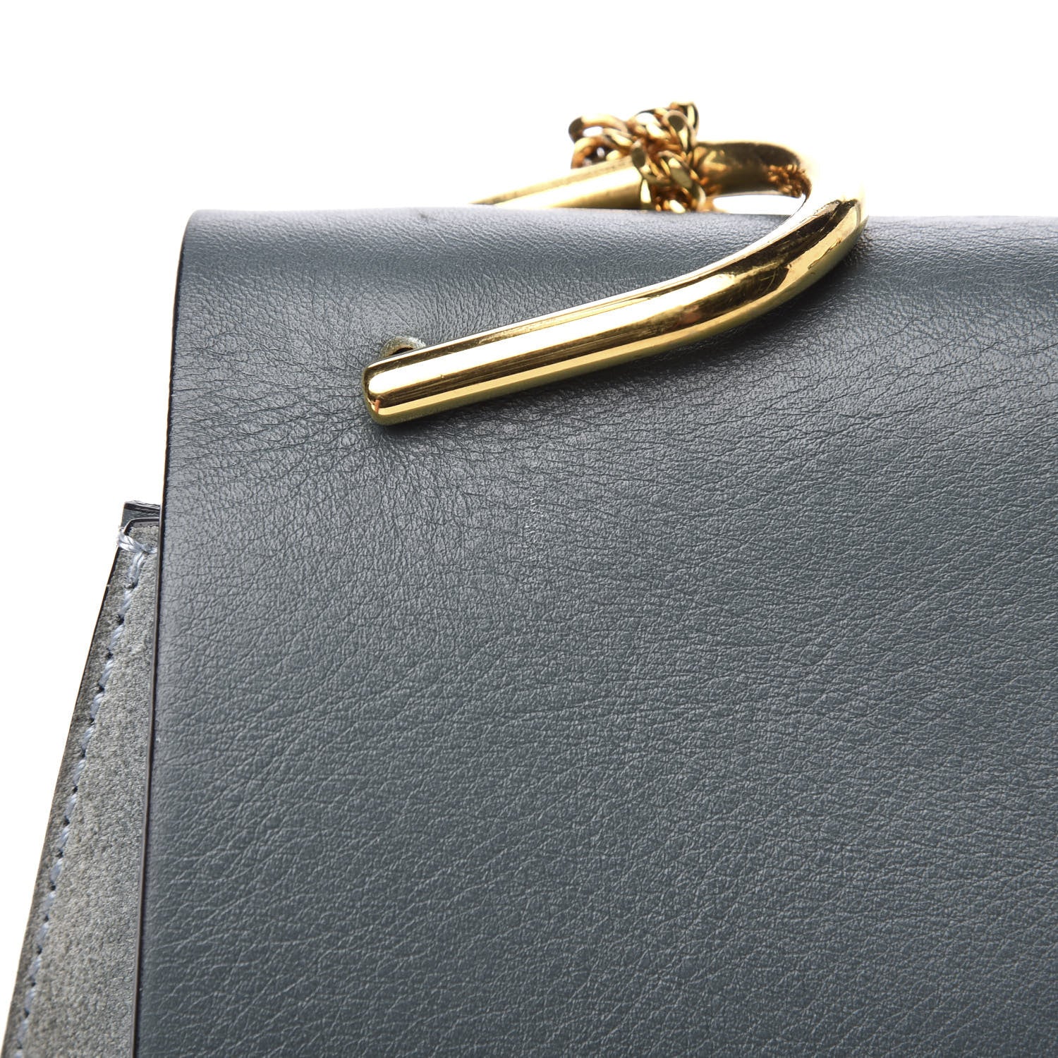 Chloe Suede Smooth Calfskin Drew Shoulder Bag Cloudy Blue 7 of 9