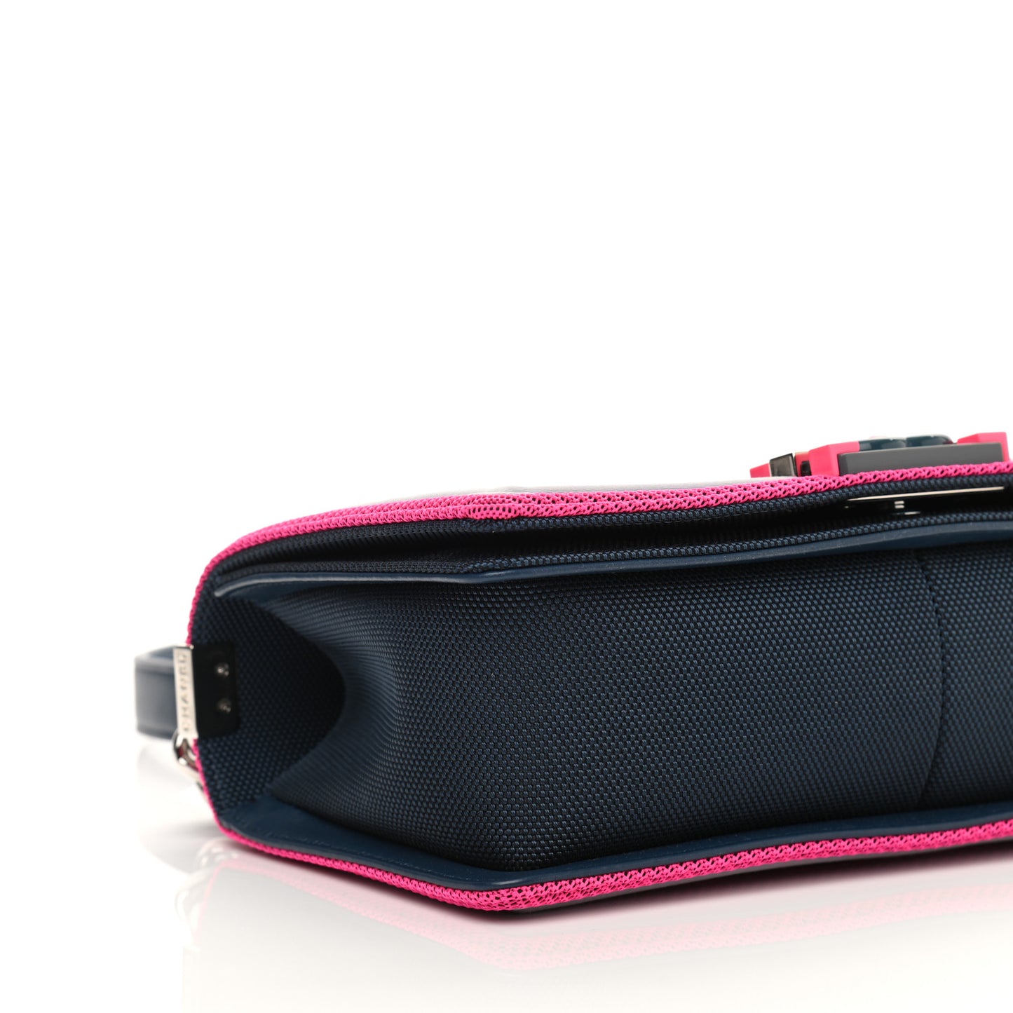 Canvas Quilted Medium Fluo Boy Flap Dark Navy Fuchsia Grey