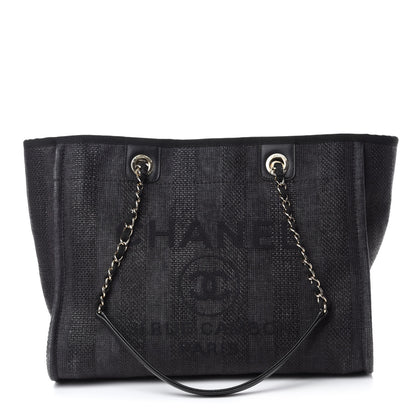 Chanel Mixed Fibers Striped Small Deauville Tote Black 1 of 10