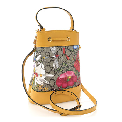 Gucci GG Supreme Monogram Flora Small Ophidia Bucket Bag Beige Multicolor Crop 3 of 10