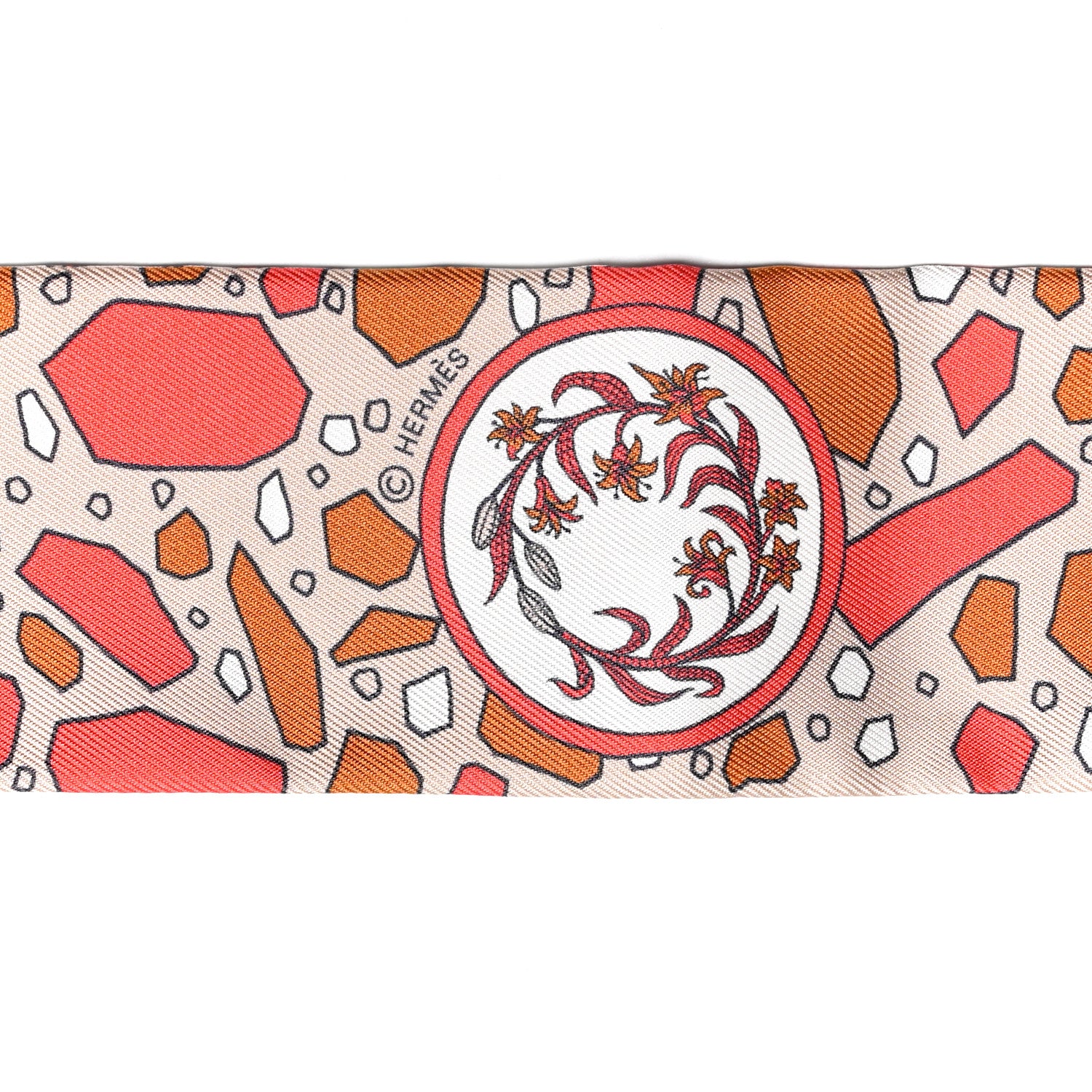 Hermes Silk La Danse Des Amazones Twilly Beige Corail Brun 3 of 4