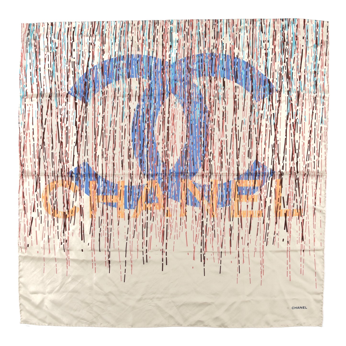 Silk CC Square Scarf Beige Blue Multicolor