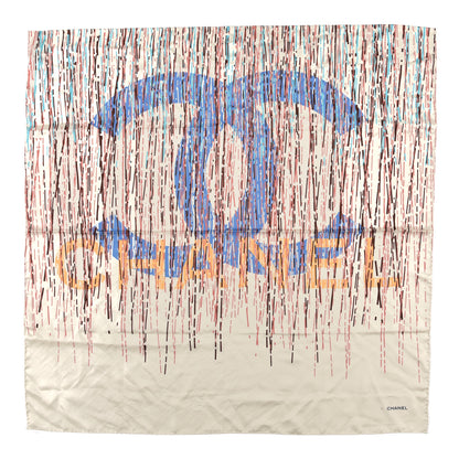 Chanel Silk CC Square Scarf Beige Blue Multicolor 1 of 4