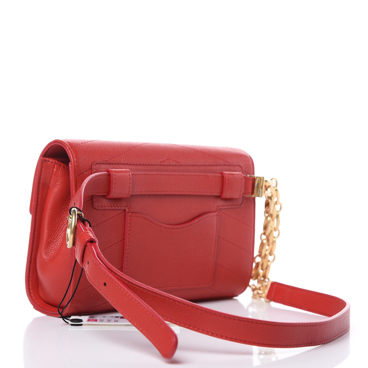 Calfskin Chevron Stitched Coco Waist Bag Red
