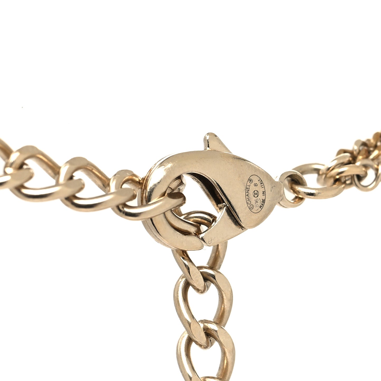 Metal CC Chain Necklace Gold Pearly White