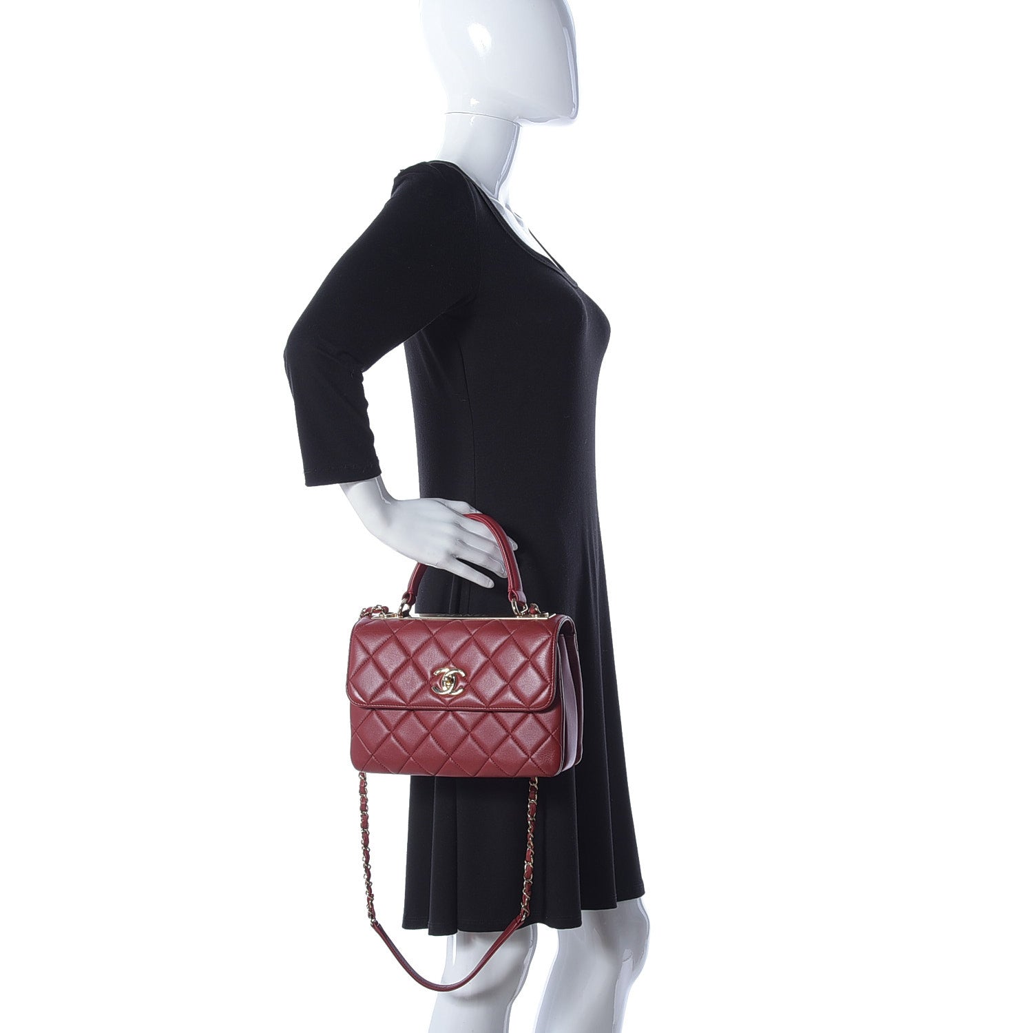Chanel Lambskin Quilted Small Trendy CC Flap Dual Handle Bag Red 3 of 10