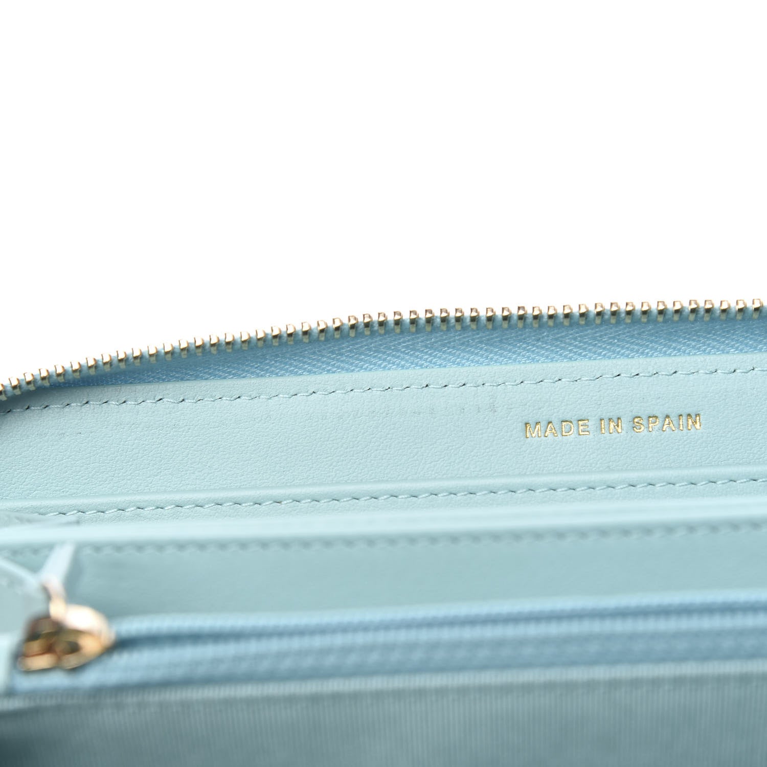 Chanel Caviar Quilted Large Gusset Zip Around Wallet Light Blue 7 of 9