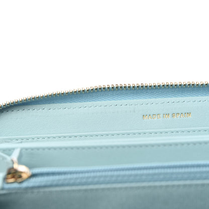 Chanel Caviar Quilted Large Gusset Zip Around Wallet Light Blue 7 of 9