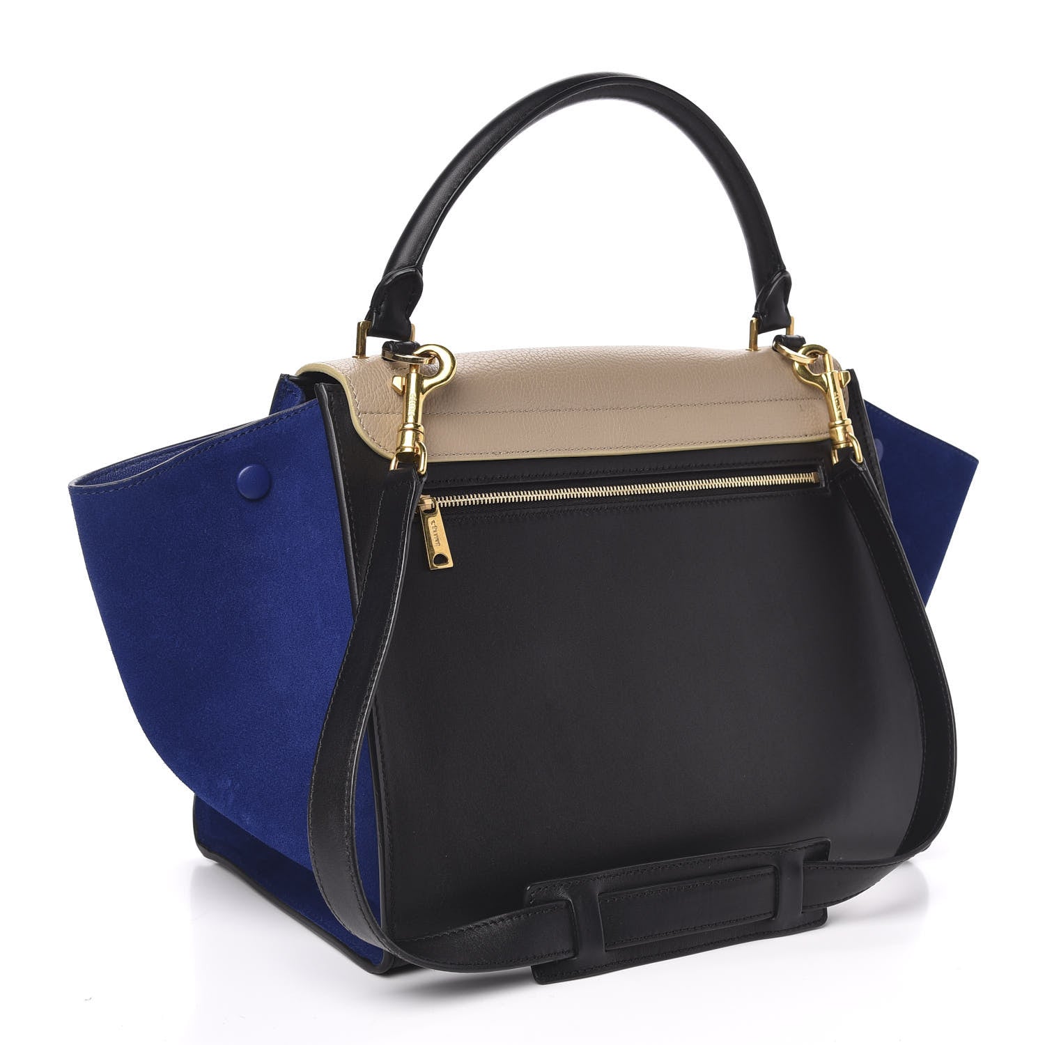 Celine Calfskin Suede Medium Tri-color Trapeze Sand 3 of 11