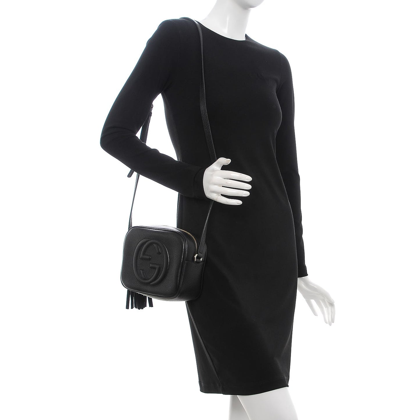 Pebbled Calfskin Small Soho Disco Bag Black