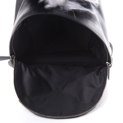 Fendi Vitello Century Nylon Crocodile Elaphe Fox Goat Fur Metal Monster Eyes Backpack Black 5 of 10