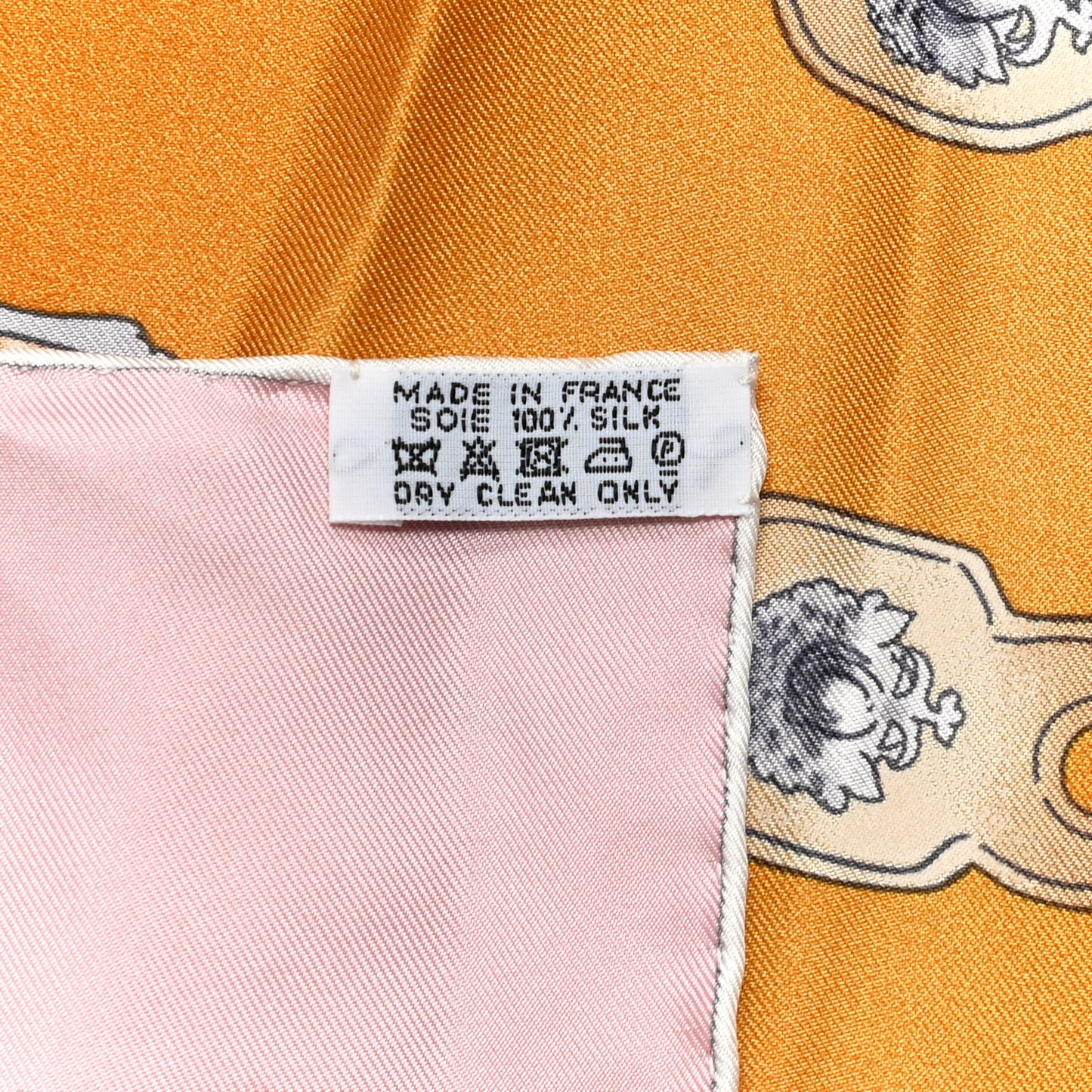 Silk Harnais De Cour Scarf 90 Rose Beige Caramel