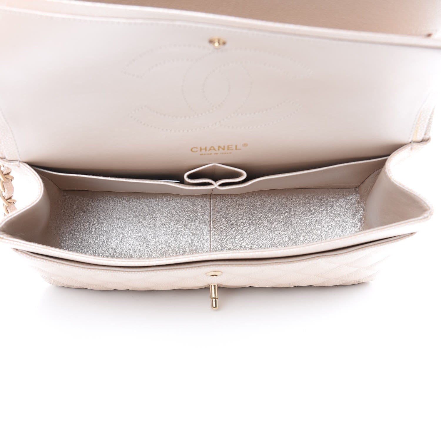 Chanel Pearly Caviar Quilted Jumbo Double Flap Light Beige 5 of 14