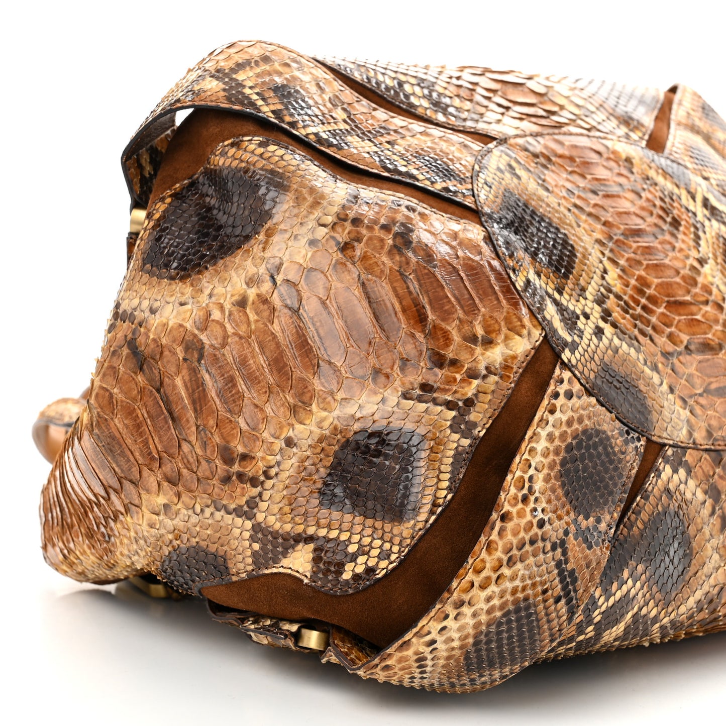 Suede Snakeskin Mahala Tote Brown Multicolor