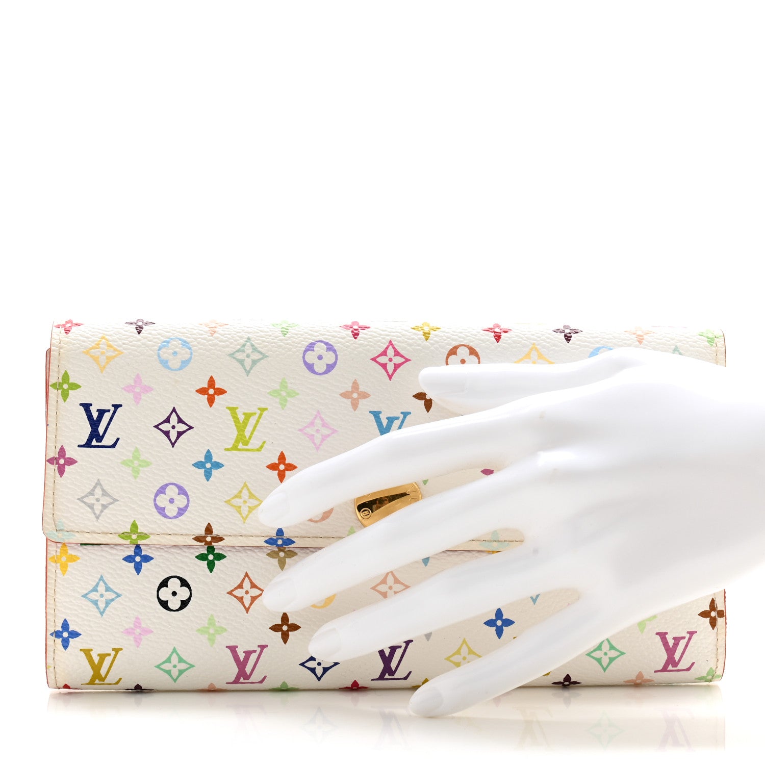Louis Vuitton LOUIS VUITTON Monogram Multicolor Sarah Wallet White Litchi 2 of 11