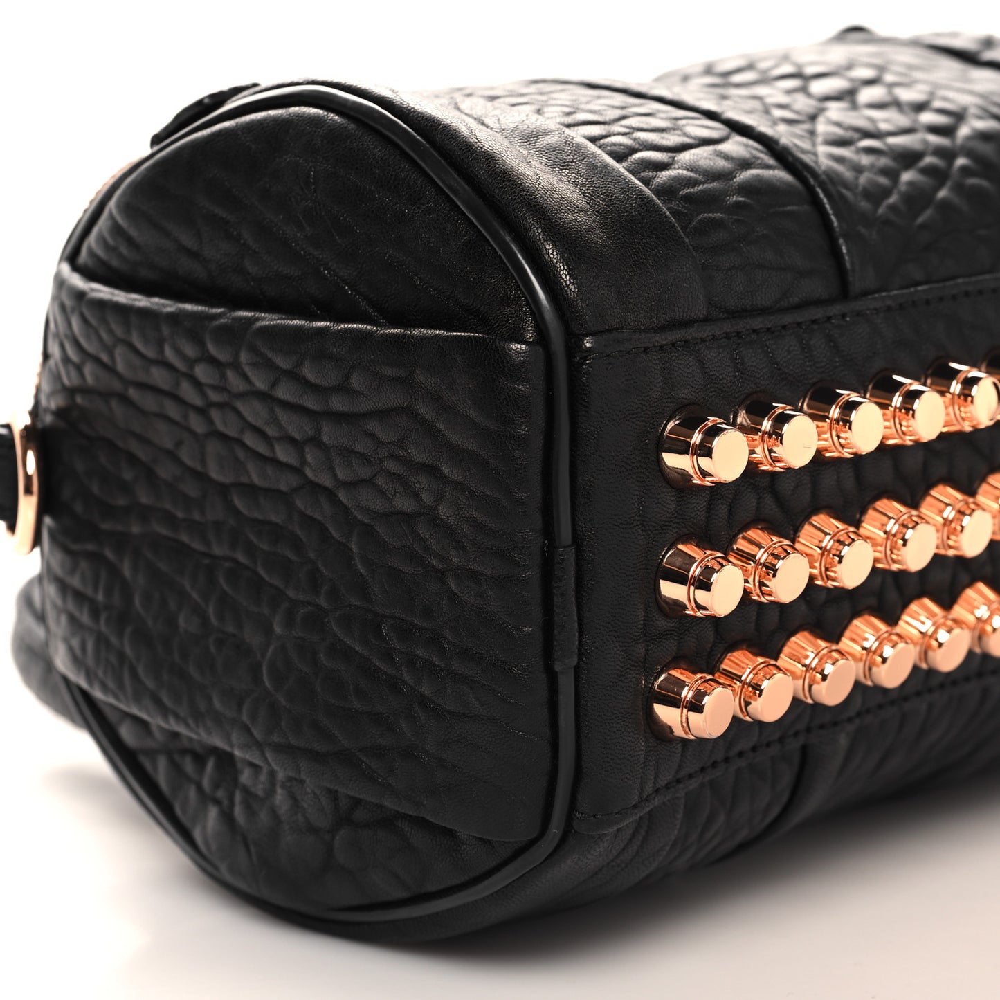 Pebbled Lambskin Mini Rockie Black Rose Gold Hardware