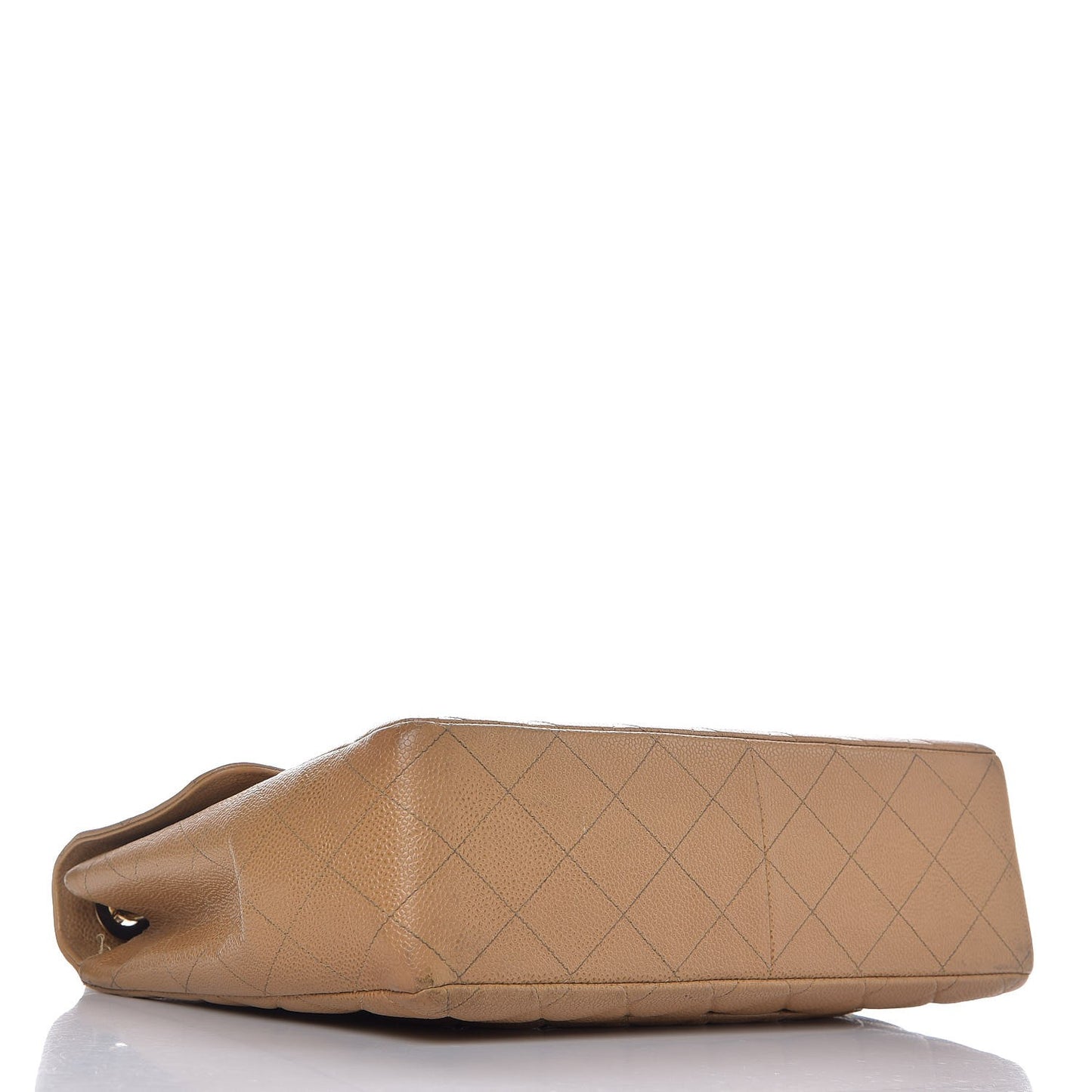 Caviar Quilted Jumbo Single Flap Beige