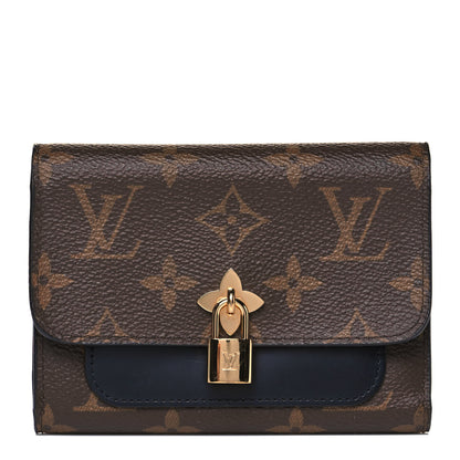 Louis Vuitton Monogram Flower Lock Compact Wallet Black 1 of 7