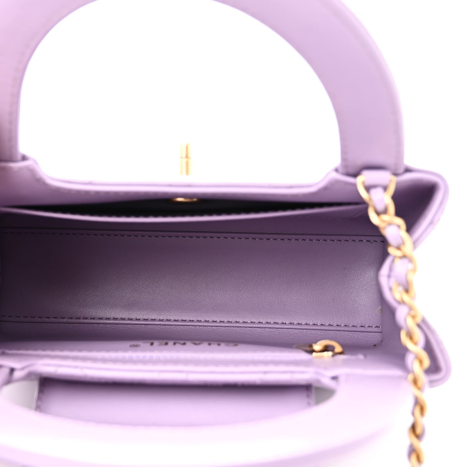 Chanel Shiny Aged Calfskin Quilted Nano Kelly Shopper Lilac 5 of 11