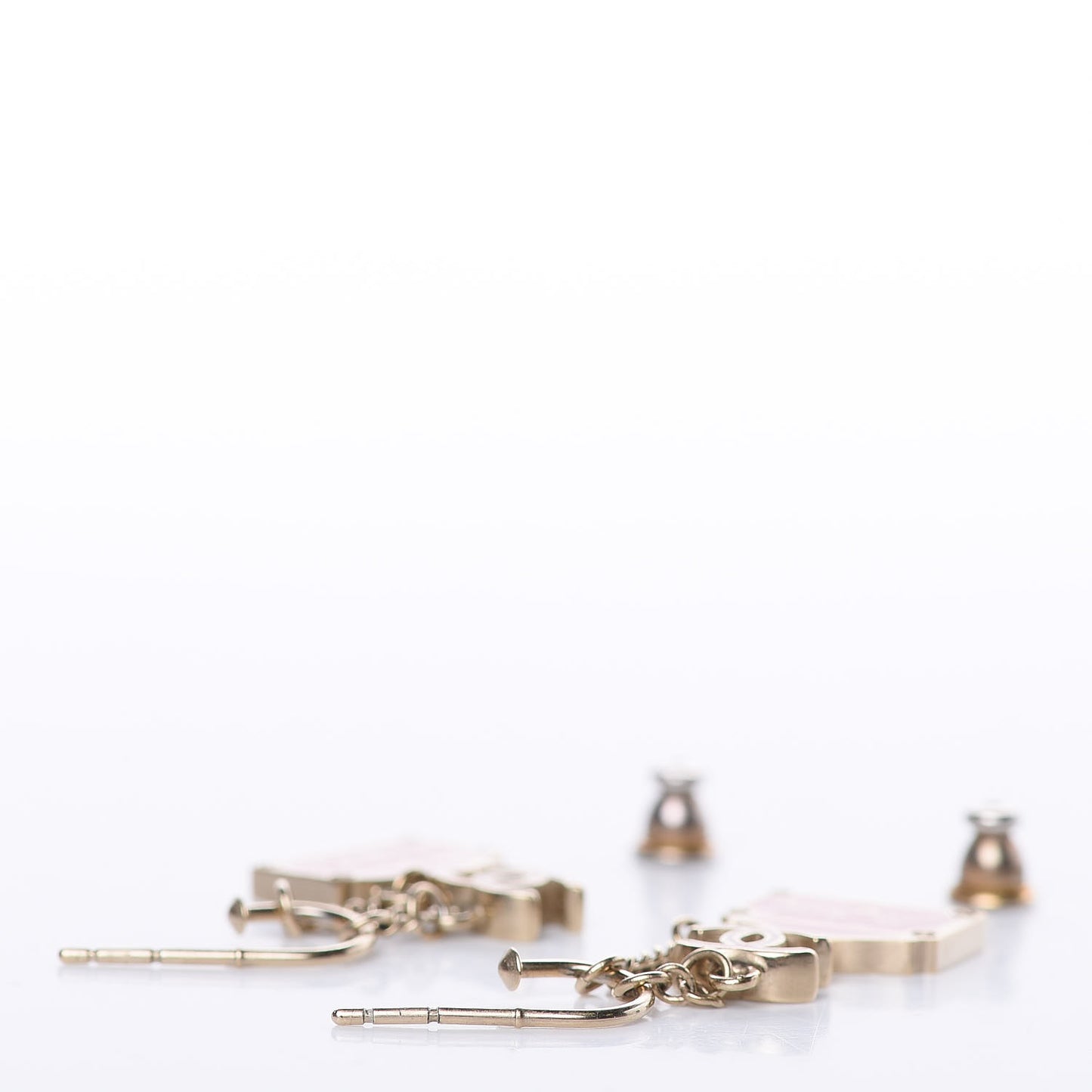 Enamel Rue Cambon CC Earrings Pink Gold