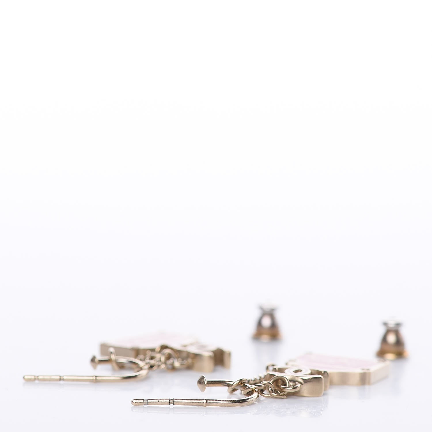 Chanel Enamel Rue Cambon CC Earrings Pink Gold 9 of 10