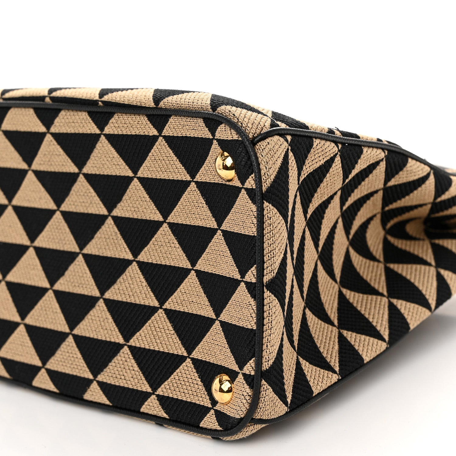 Prada Jacquard Saffiano Triangolo Symbole Embroidered Large Double Zip Tote Black Corda 10 of 11