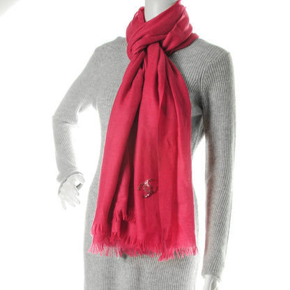 Chanel Cashmere Sequins CC Scarf Rose Fonce 2 of 6