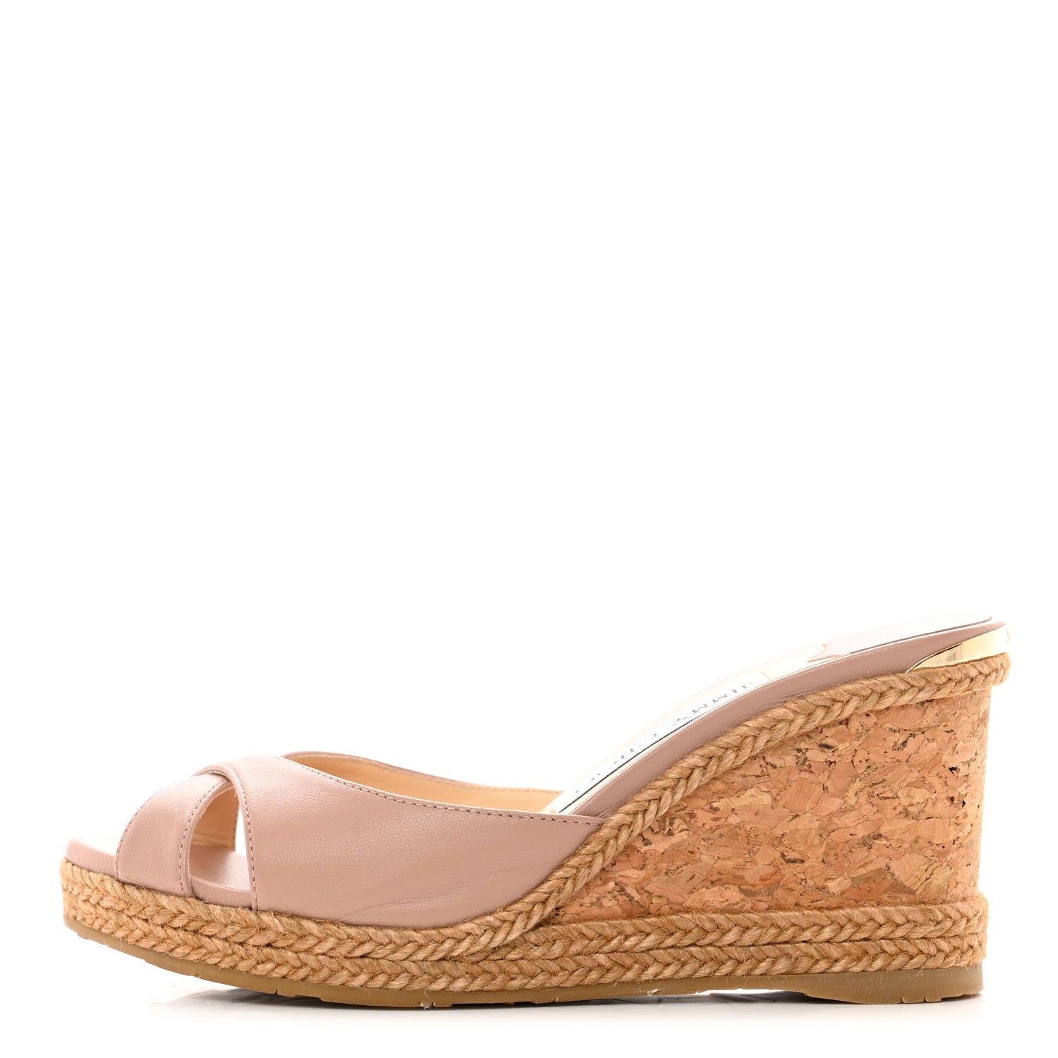 Jimmy Choo Nappa Woven Almer 80 Wedge Sandals 35.5 Ballet Pink 1 of 8