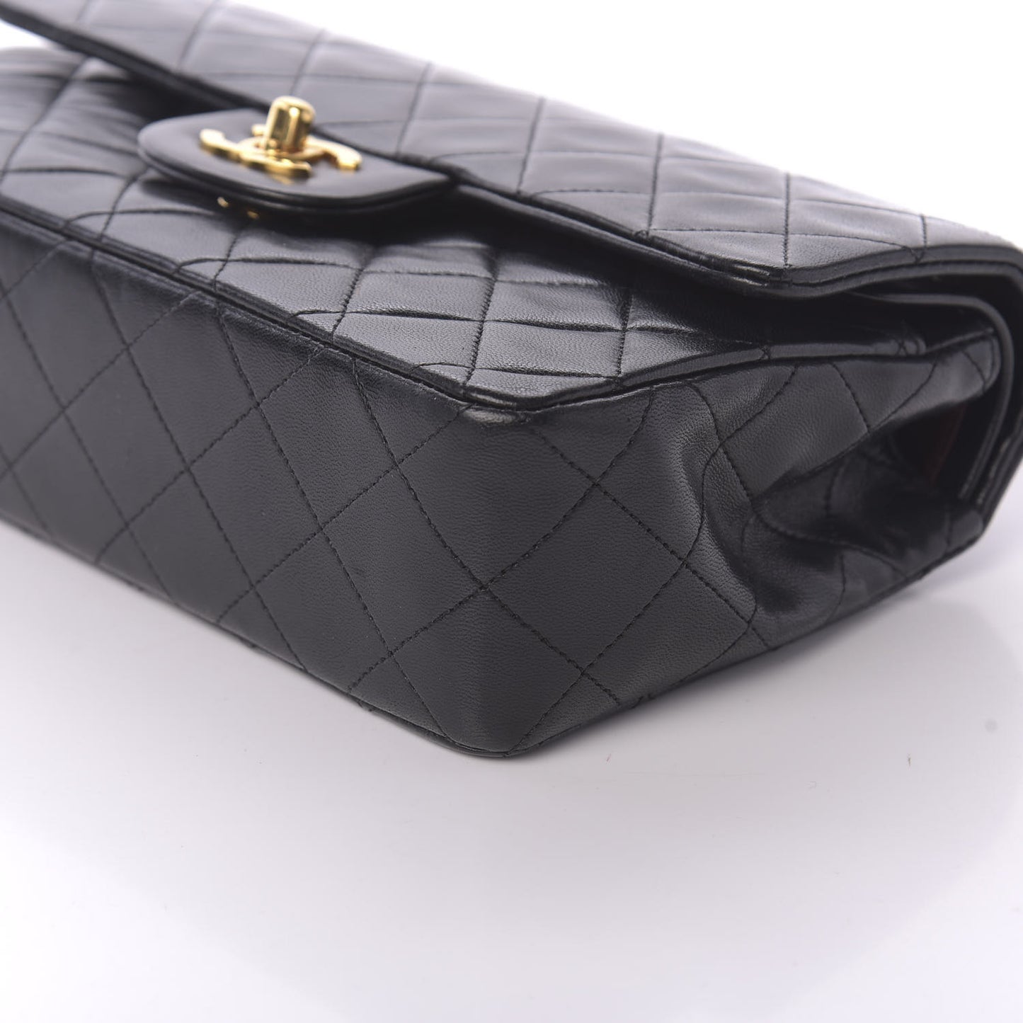 Lambskin Quilted Small Double Flap Black