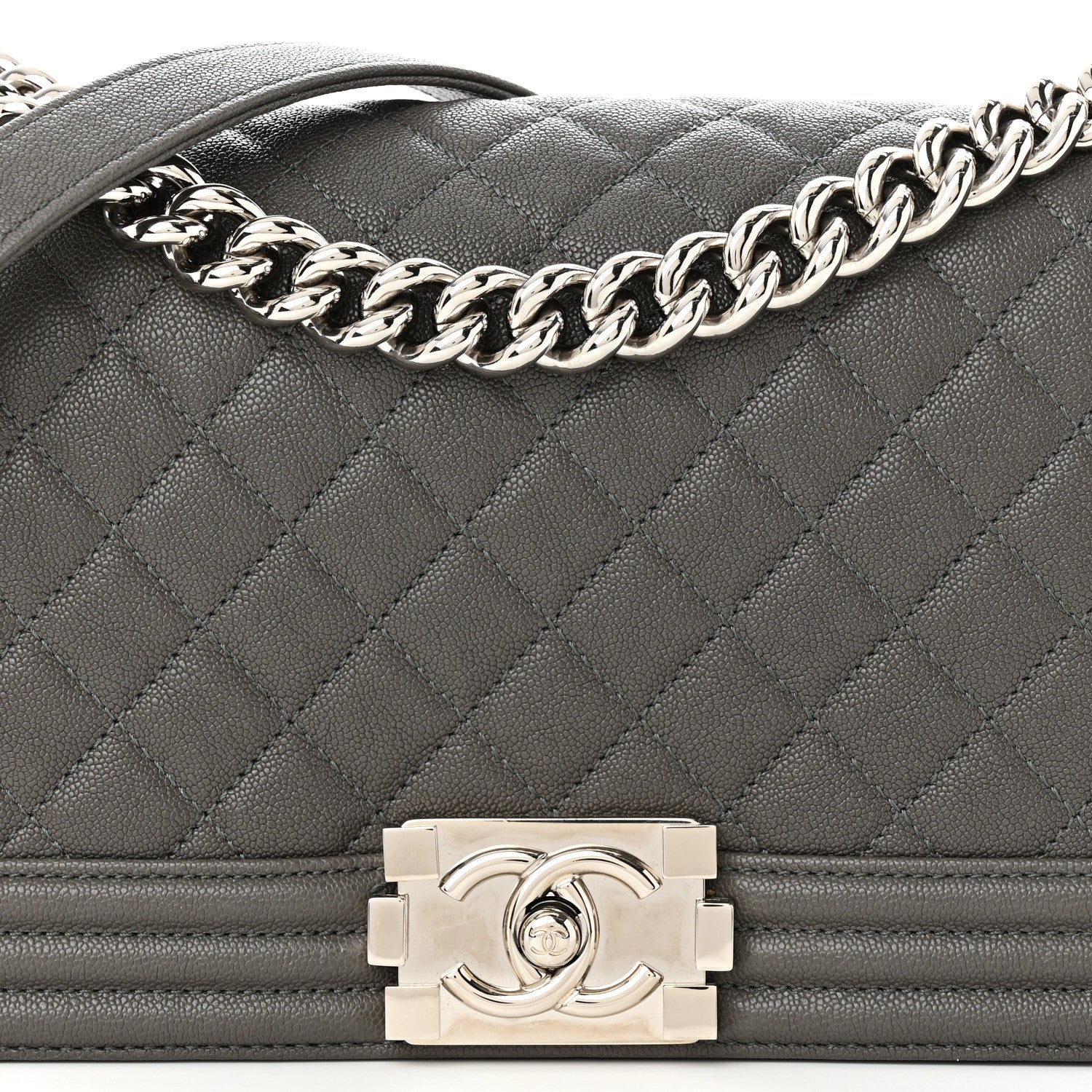 Chanel Caviar Quilted Medium Boy Flap Grey 8 of 13