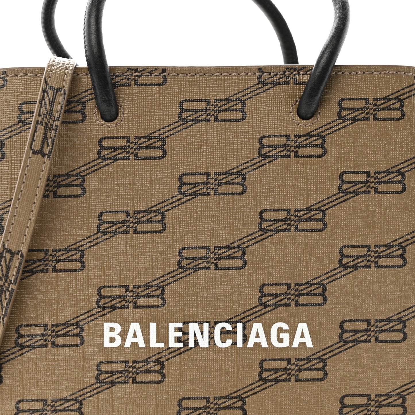 Coated Canvas BB Monogram Allover Logo Shopping Bag Beige Brown Black