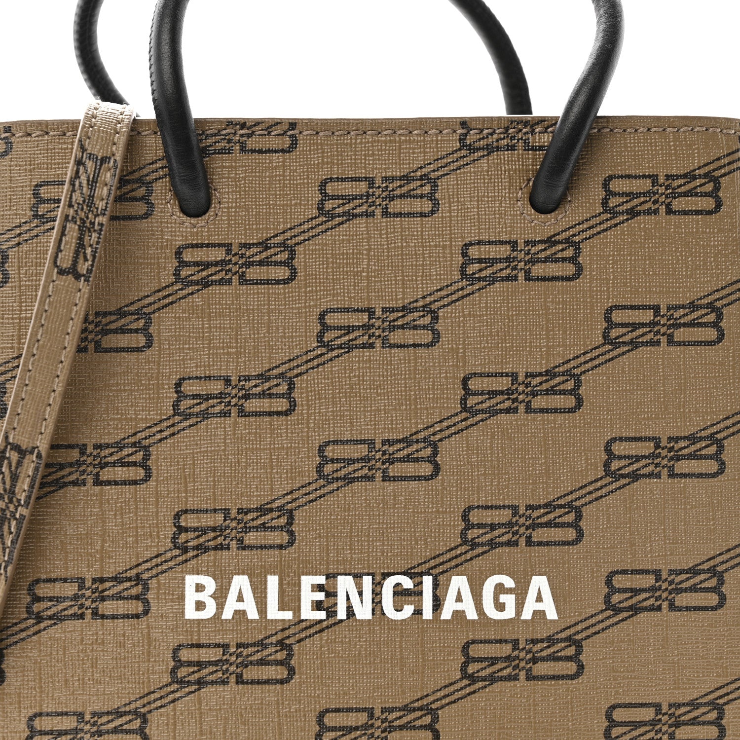 Balenciaga Coated Canvas BB Monogram Allover Logo Shopping Bag Beige Brown Black 9 of 11