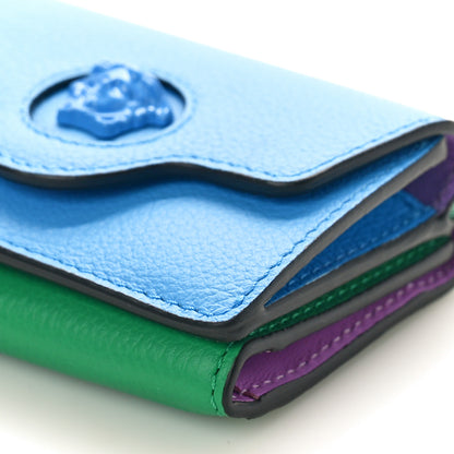 Versace Grained Calfskin Medusa Wallet On Chain Blue Green 8 of 8