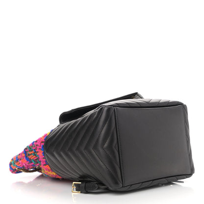 Saint Laurent Tweed Lambskin Matelasse Monogram Joe Backpack Black Rosso Multicolor 4 of 10