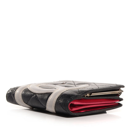 Chanel Calfskin Quilted Cambon Bi-Fold Wallet Black White 4 of 7