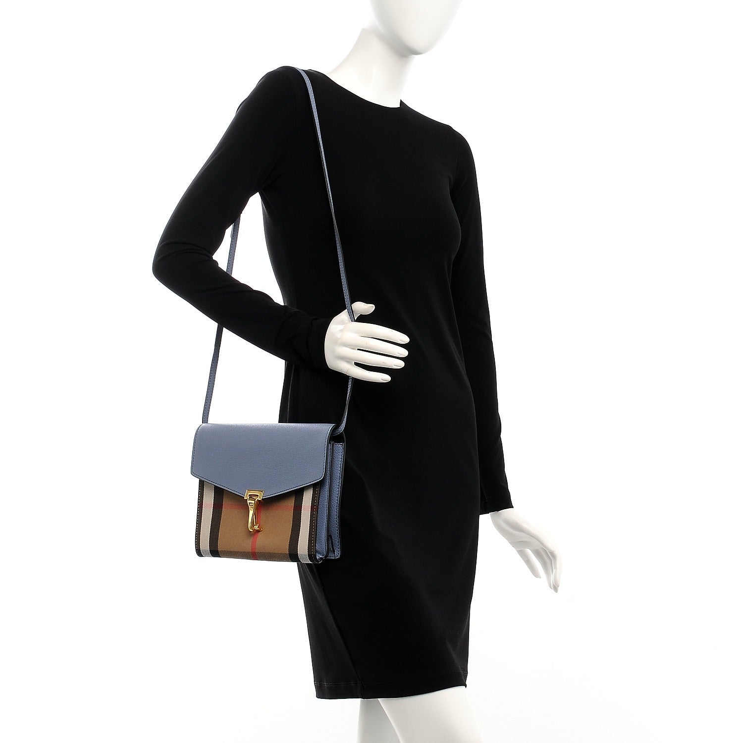 Burberry Derby Calfskin House Check Small Macken Crossbody Bag Slate Blue 2 of 8