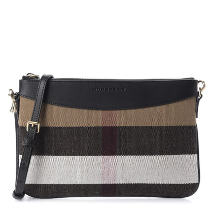 Burberry Mega Check Peyton Crossbody Clutch Bag Black 1 of 11
