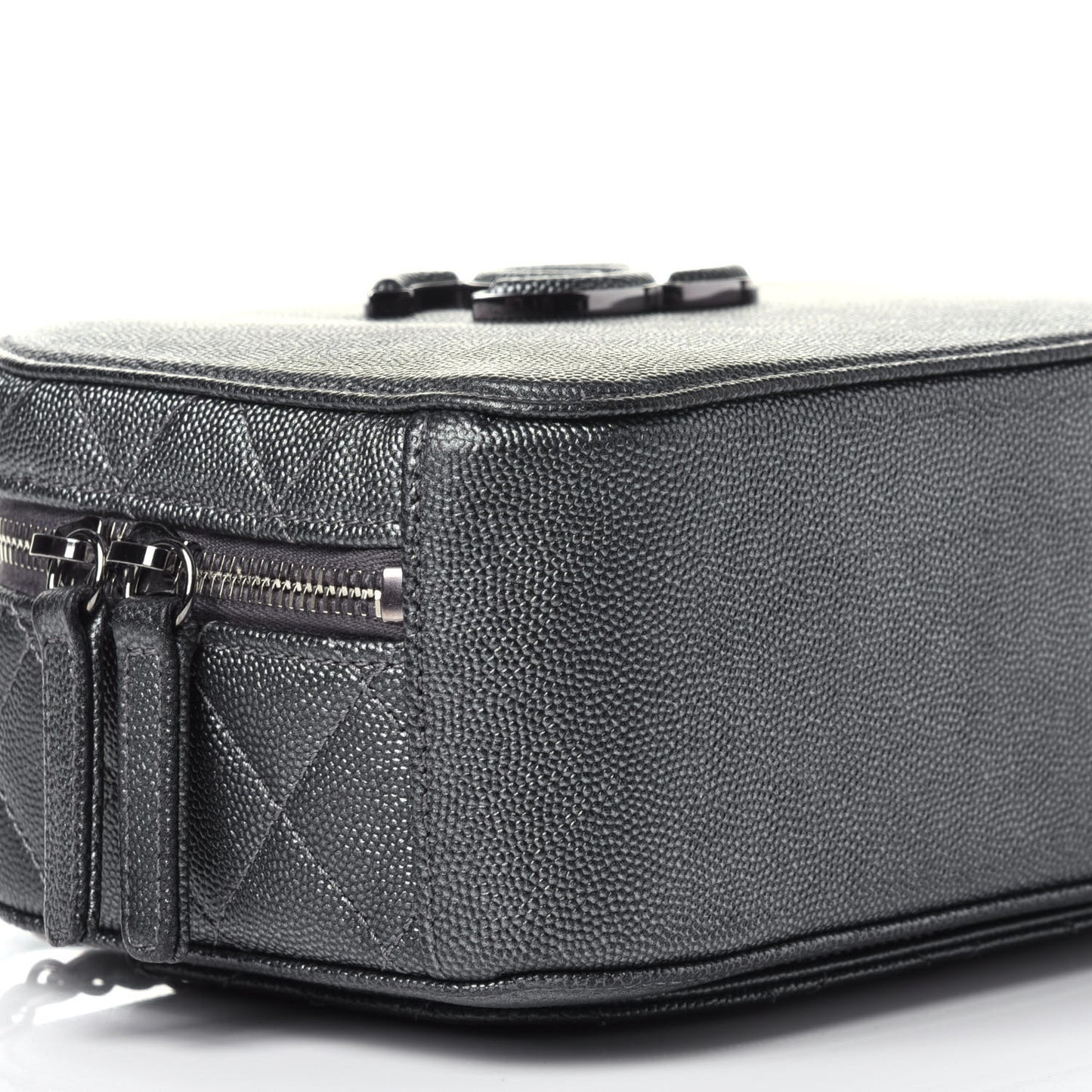 Metallic Caviar Small Coco Curve Vanity Bag Black Ruthenium