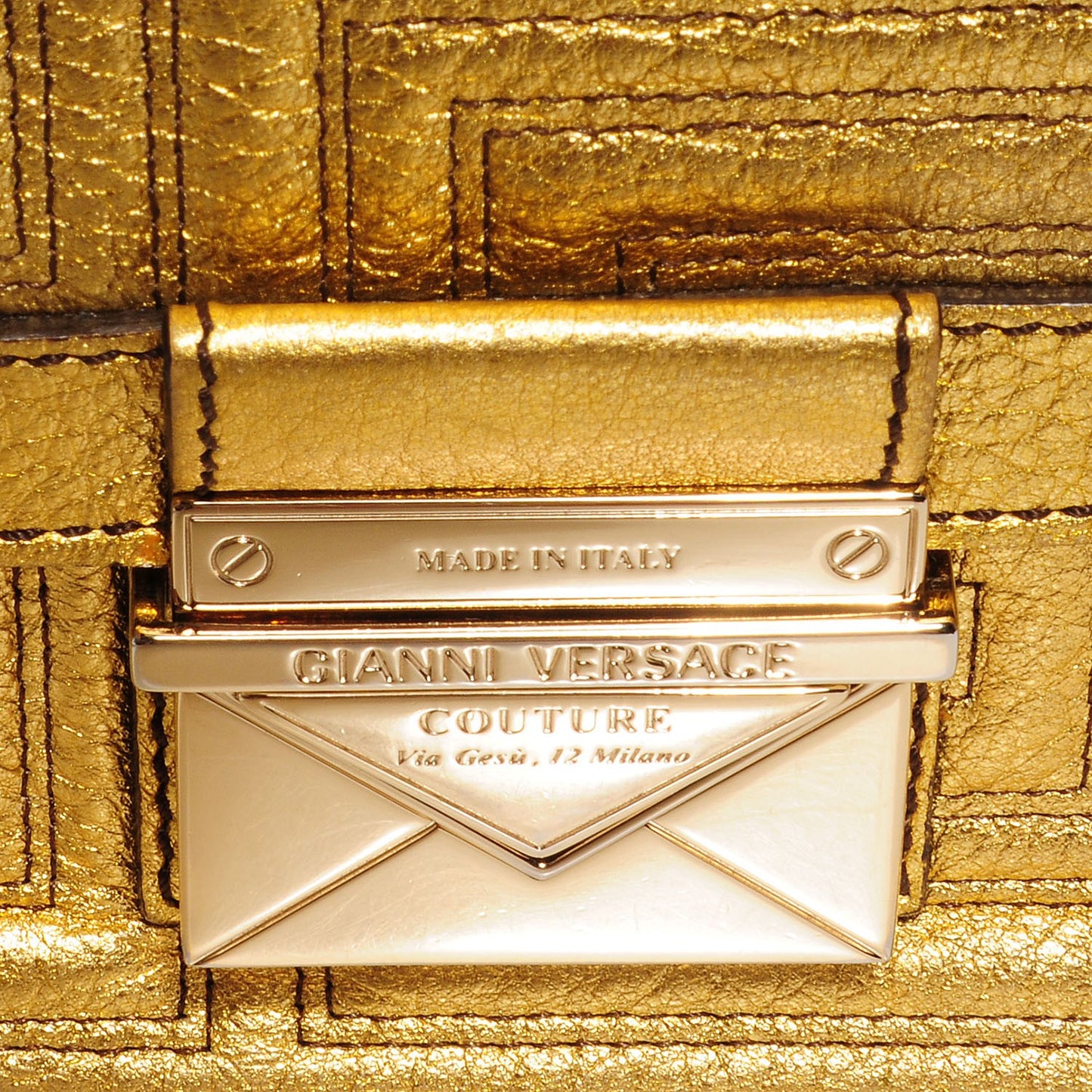 Leather Couture Shoulder Bag Gold