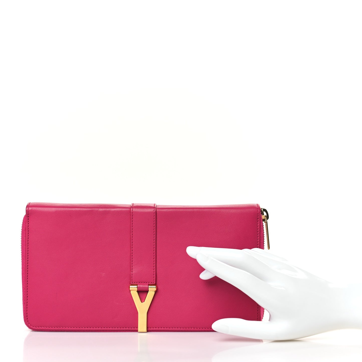 Calfskin Classic Y Ligne Zip Around Wallet Fuchsia