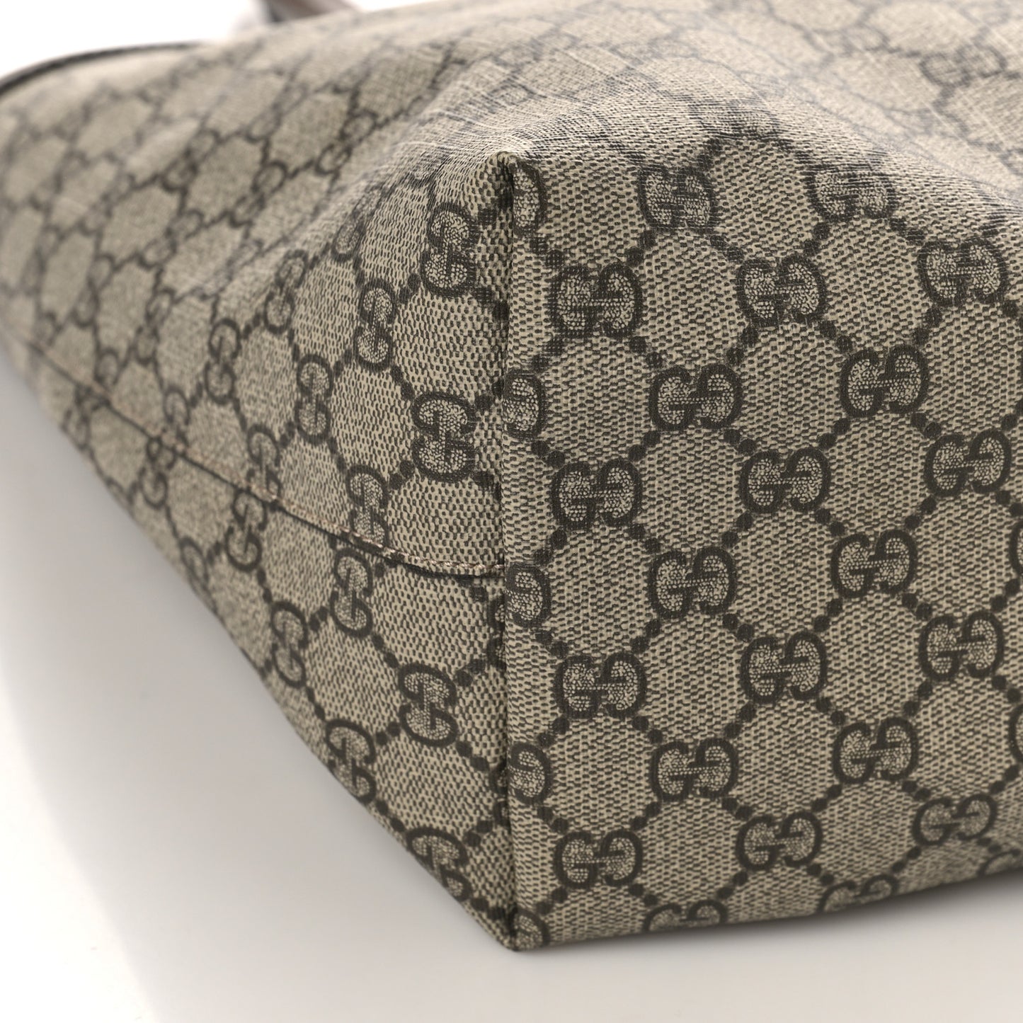 GG Supreme Monogram Textured Calfskin Web Medium Ophidia Shopping Tote Beige Ebony New Acero