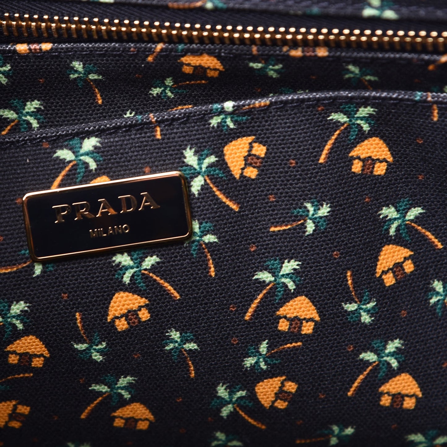 Canapa Palm Tree Print Logo Tote Black