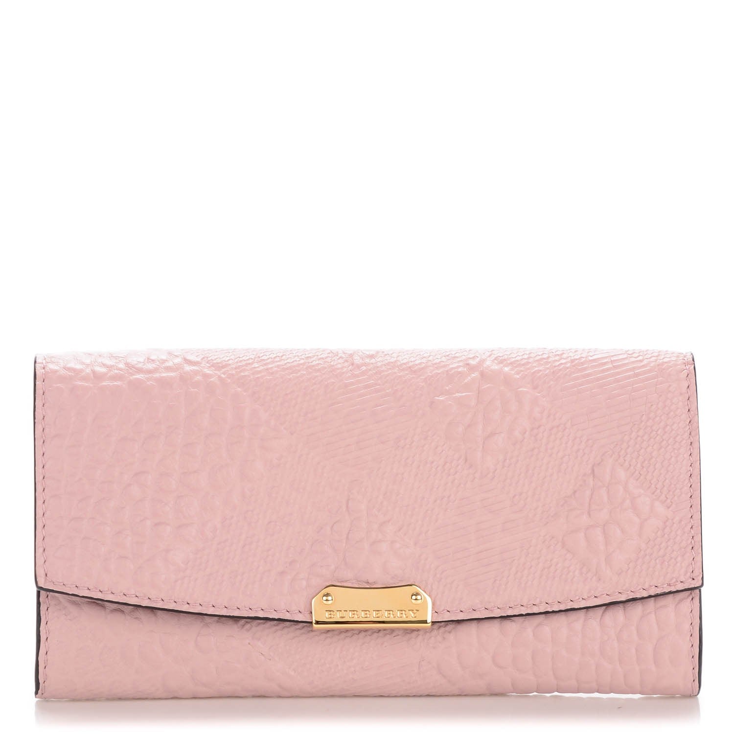 Burberry Signature Grain Calfskin Check Embossed Continental Wallet Pale Orchid 1 of 8