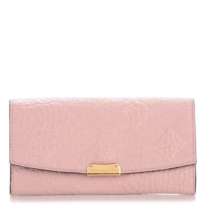 Burberry Signature Grain Calfskin Check Embossed Continental Wallet Pale Orchid 1 of 8