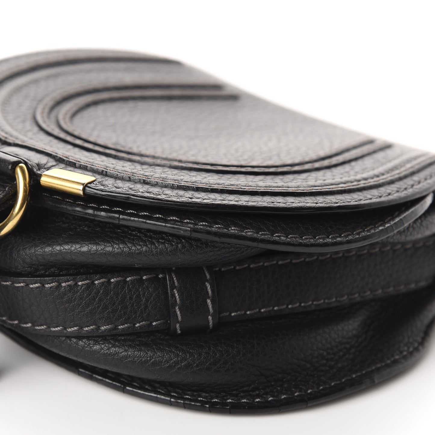 Calfskin Mini Marcie Round Crossbody Bag Black