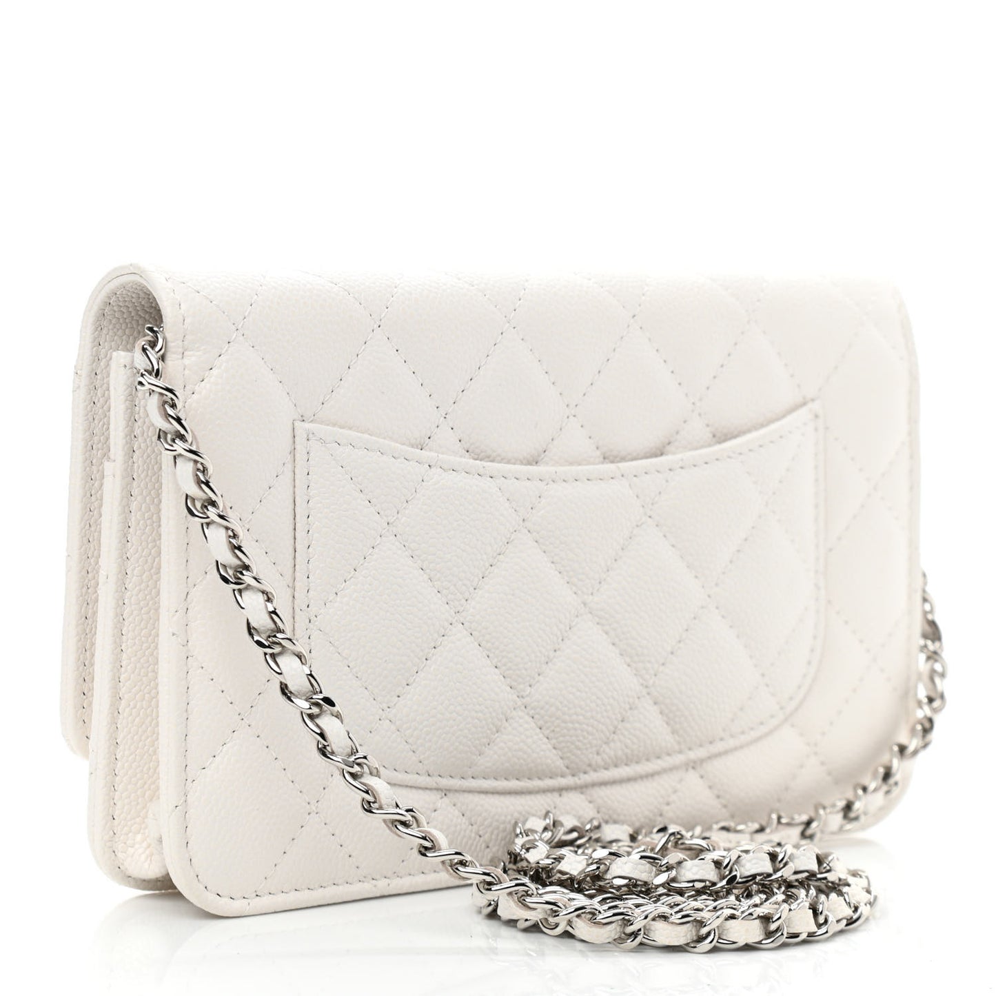 Caviar Quilted Wallet On Chain WOC White