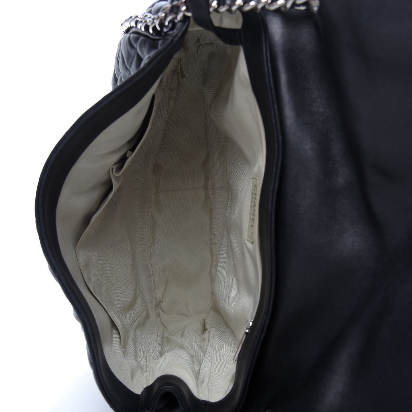 Washed Lambskin Quilted Maxi Chain Around Flap Black